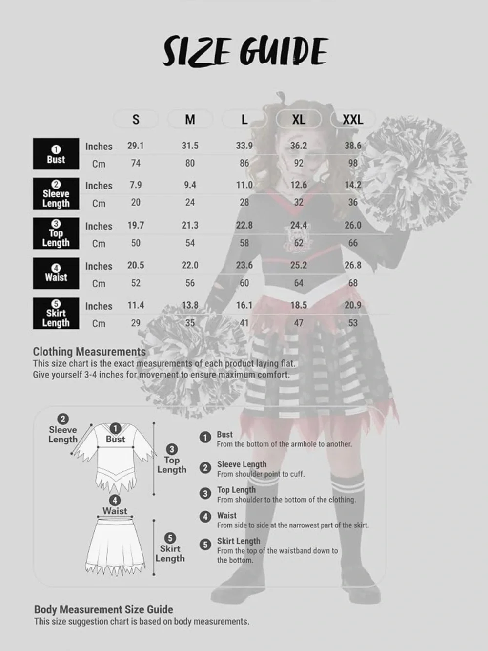 Zombie Cheerleader Halloween Costume and Accessories